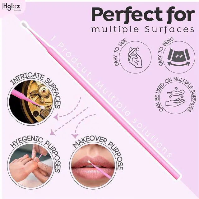 Alt view image 2 of 7 - Microswabs for Eyelash Extensions Pack of 500 in Pink 2mm Soft Micro Applicator Brush with Microfiber Wands Suitable for Cleaning and Applying Make-up