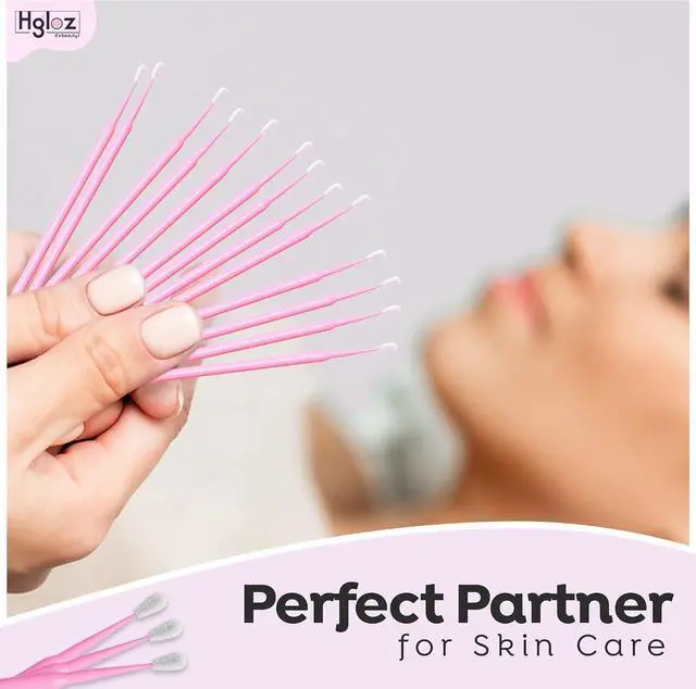 Alt view image 7 of 7 - Microswabs for Eyelash Extensions Pack of 500 in Pink 2mm Soft Micro Applicator Brush with Microfiber Wands Suitable for Cleaning and Applying Make-up