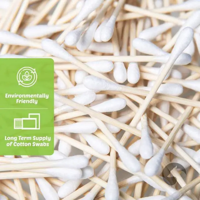 Alt view image 3 of 7 - Bamboo Cotton Swabs 500 Count | Eco-Friendly & Pure Cotton Buds | Double Tipped Sticks | 100% Plant-Based & Natural | Perfect for Makeup & Nail Applications, Arts & Crafts, Removing Dust & Dirt