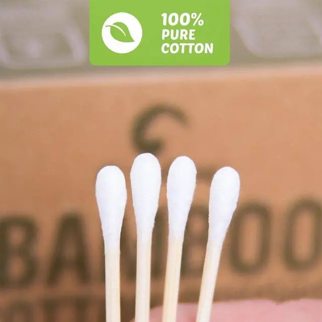 Alt view image 4 of 7 - Bamboo Cotton Swabs 500 Count | Eco-Friendly & Pure Cotton Buds | Double Tipped Sticks | 100% Plant-Based & Natural | Perfect for Makeup & Nail Applications, Arts & Crafts, Removing Dust & Dirt
