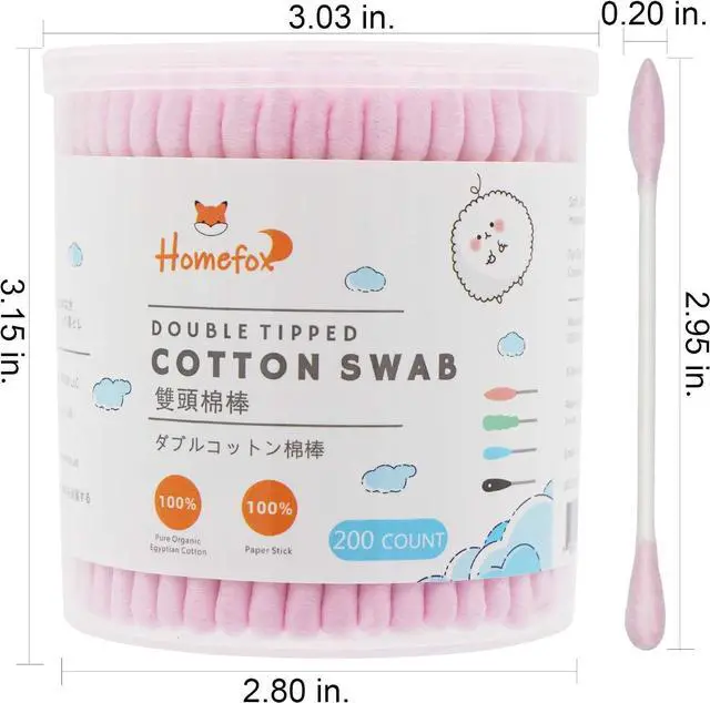 Alt view image 2 of 7 - Pink Cotton Swabs Precision Pointed - 200 Count Pointy Organic Cotton Double Side Tightly Wrapped Cotton Tips Paper Stick Soft Gentle Lint-Free Cruelty-Free, Pointy & Round (Pink)
