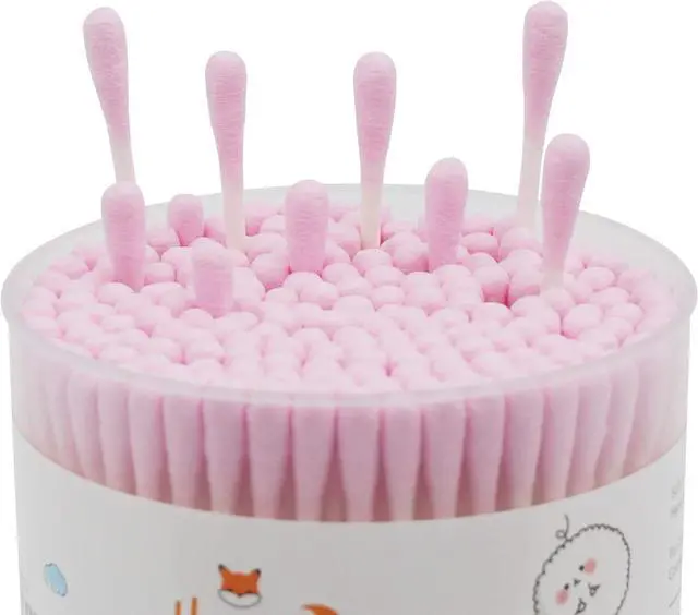 Alt view image 4 of 7 - Pink Cotton Swabs Precision Pointed - 200 Count Pointy Organic Cotton Double Side Tightly Wrapped Cotton Tips Paper Stick Soft Gentle Lint-Free Cruelty-Free, Pointy & Round (Pink)