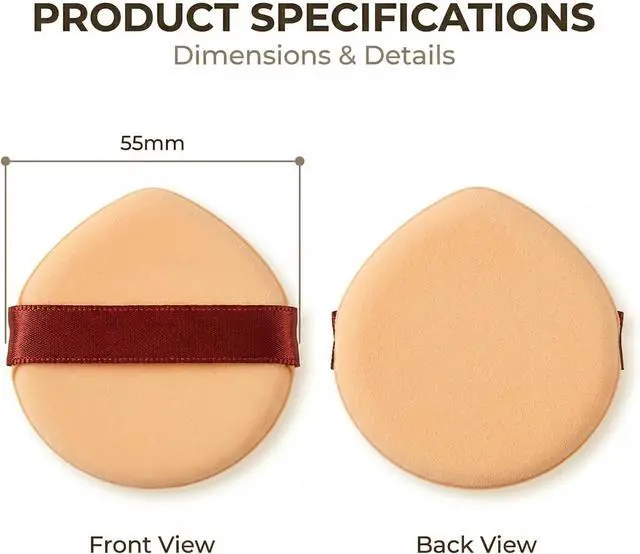 Alt view image 2 of 6 - Leather-Surfaced Powder Puffs, 3PCS Teardrop Shape Soft Sponge 2.16x1.78 Inches Ideal for Liquid, Cream, and Cushion Foundations