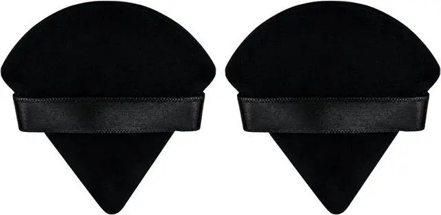 Main image of 2Pcs Triangle Powder Puffs, Face Makeup Puff for Body Loose Powder Beauty Makeup Tool Black
