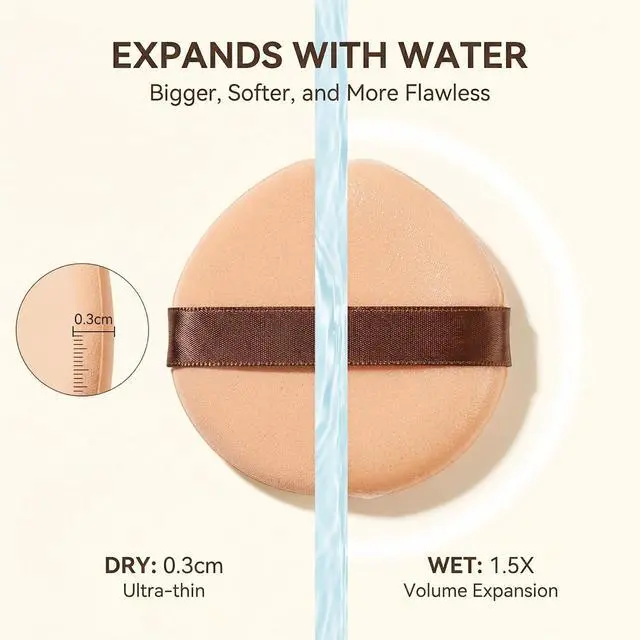 Alt view image 5 of 6 - Leather-Surfaced Powder Puffs, 3PCS Teardrop Shape Soft Sponge 2.16x1.78 Inches Ideal for Liquid, Cream, and Cushion Foundations