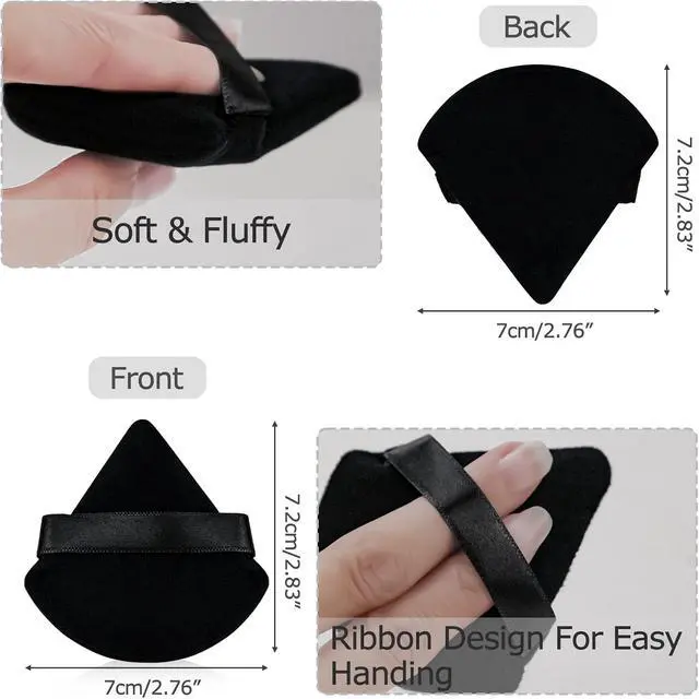 Alt view image 2 of 7 - 2Pcs Triangle Powder Puffs, Face Makeup Puff for Body Loose Powder Beauty Makeup Tool Black