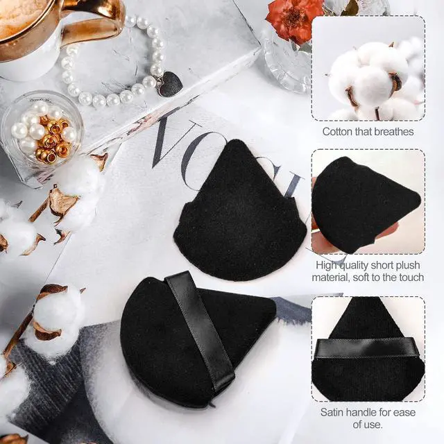 Alt view image 3 of 7 - 2Pcs Triangle Powder Puffs, Face Makeup Puff for Body Loose Powder Beauty Makeup Tool Black