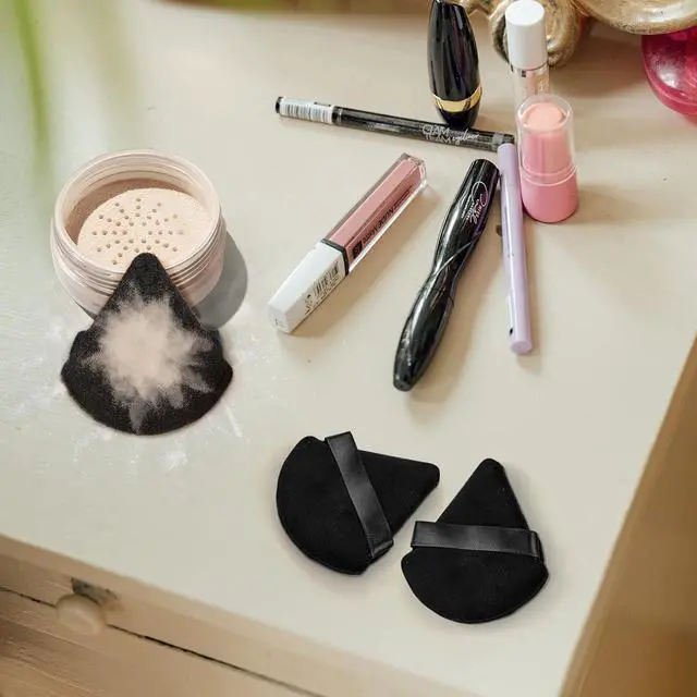 Alt view image 7 of 7 - 2Pcs Triangle Powder Puffs, Face Makeup Puff for Body Loose Powder Beauty Makeup Tool Black