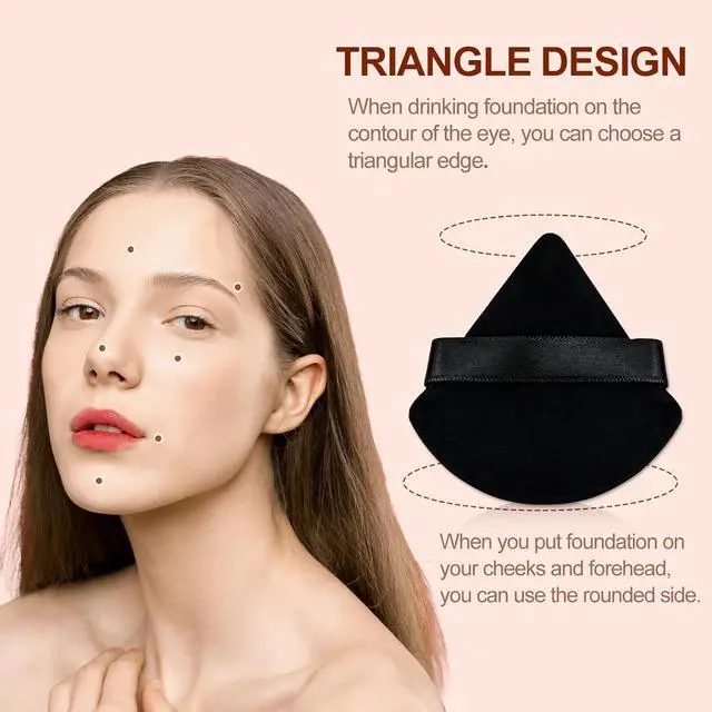 Alt view image 5 of 7 - 2Pcs Triangle Powder Puffs, Face Makeup Puff for Body Loose Powder Beauty Makeup Tool Black