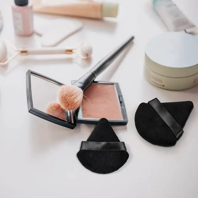 Alt view image 4 of 7 - 2Pcs Triangle Powder Puffs, Face Makeup Puff for Body Loose Powder Beauty Makeup Tool Black