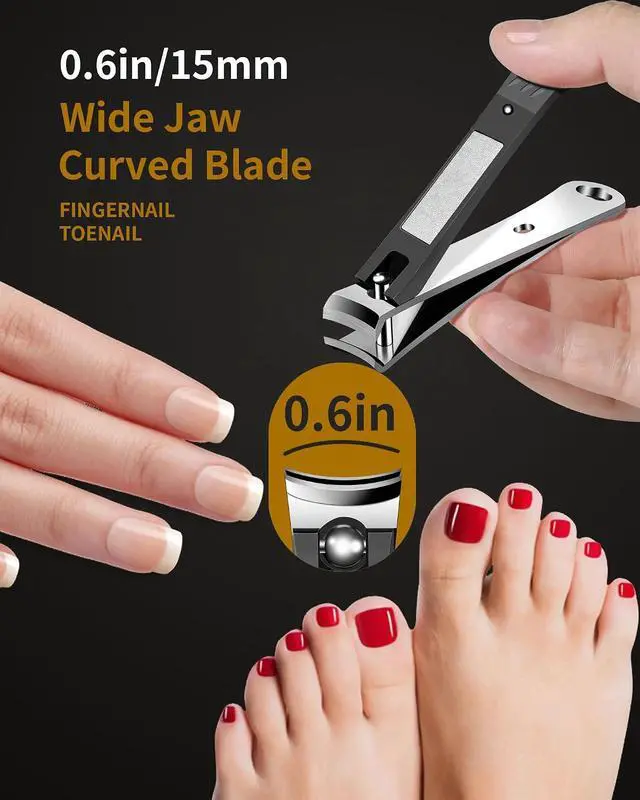 Alt view image 3 of 6 - EBEWANLI Large Nail Clippers, 15mm Ultra Wide Toenail Clippers for Thick Toenails, Stainless Steel Fingernail Clipper Built in Nail File, Curved Blade Toe Nail Cutter Trimmer for Men or Women