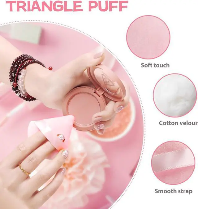 Alt view image 7 of 7 - 8 Pieces Triangle Powder Puff Face Soft Triangle Makeup Puff Velour Cosmetic Foundation Blender Sponge Beauty Makeup Tools