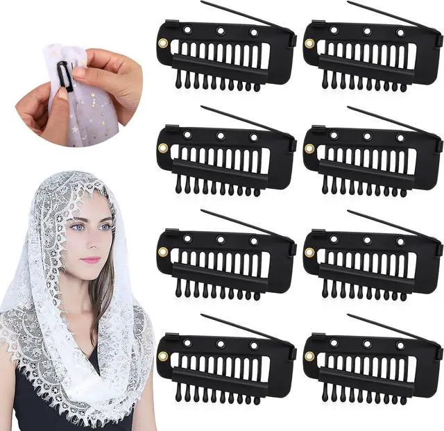 Main image of Vodolo Chunni Clips with Safety Pins,8 PCS Strong Chunni Grip Dupatta Setting Clips Indian for Woman Black