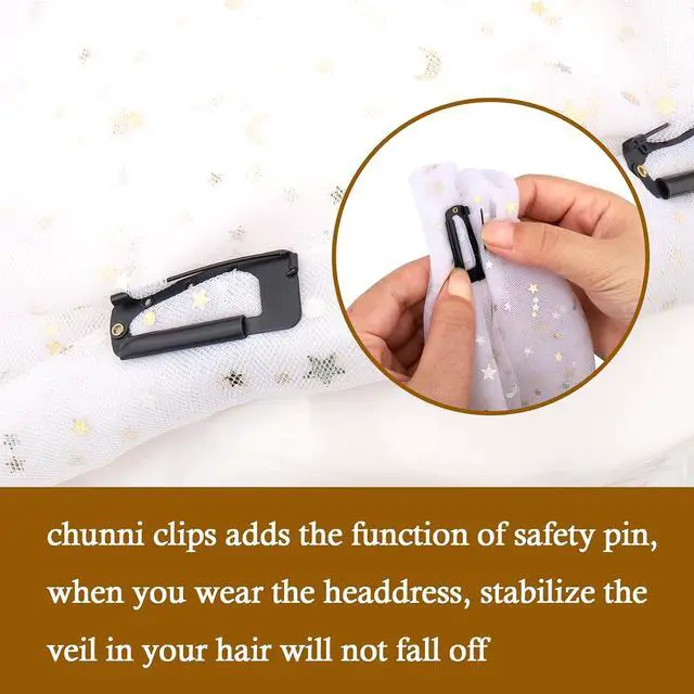 Alt view image 3 of 7 - Vodolo Chunni Clips with Safety Pins,8 PCS Strong Chunni Grip Dupatta Setting Clips Indian for Woman Black