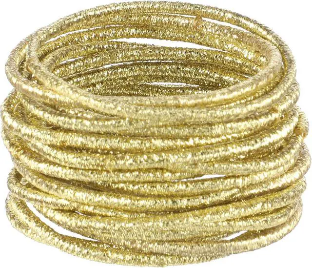 Main image of 50 Pcs Gold Hair Ties, Thin Elastic Gold Hair Rubberbands, 2mm Small Rubber Ponytail Elastic Bands Shimmer Mini Ropes, No Damage No Metal