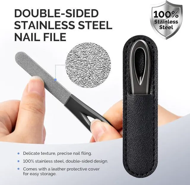 Alt view image 5 of 7 - MelodySusie Wide Jaw Opening Nail Clippers, Toenail Clippers for Seniors Thick Nails, Angled Head Large Nail Clippers for Men Women with Nail File, Fingernail Cutter with Catcher Long Handle, Black