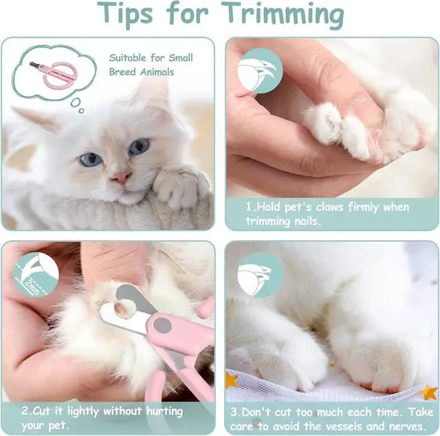 Alt view image 3 of 7 - Cat Nail Clippers, Cat Claw Trimmer for Pet Grooming Tool, Easy Cutting Cat Claw Clippers, Dog Nail Clippers, Angled Blade Sharp Claw Scissors for Small Animals Rabbit Puppy Kitten