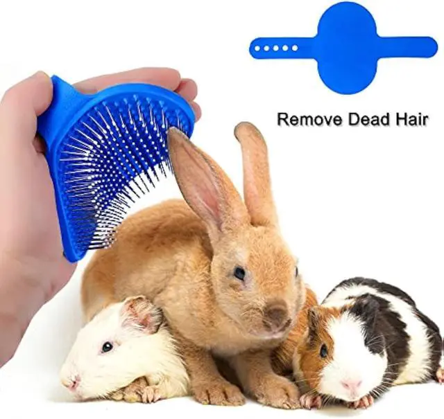Alt view image 3 of 6 - Patelai 4 Pieces Bunny Grooming Kit Rabbit Nail Clipper Rabbit Brush Hair Remover Shampoo Brush with Adjustable Ring Handle for Rabbits Guinea Pig Hamsters Puppy Kitten Hamster Ferret(Blue)