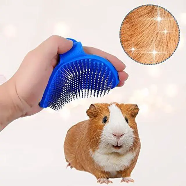 Alt view image 4 of 6 - Patelai 4 Pieces Bunny Grooming Kit Rabbit Nail Clipper Rabbit Brush Hair Remover Shampoo Brush with Adjustable Ring Handle for Rabbits Guinea Pig Hamsters Puppy Kitten Hamster Ferret(Blue)