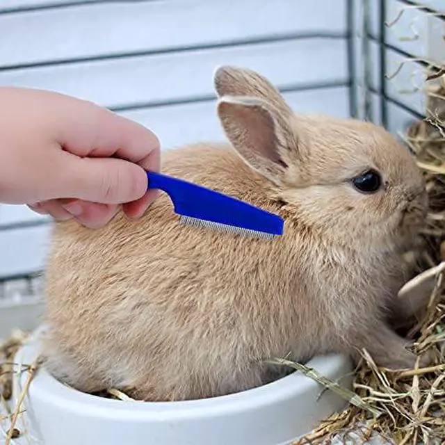 Alt view image 5 of 6 - Patelai 4 Pieces Bunny Grooming Kit Rabbit Nail Clipper Rabbit Brush Hair Remover Shampoo Brush with Adjustable Ring Handle for Rabbits Guinea Pig Hamsters Puppy Kitten Hamster Ferret(Blue)