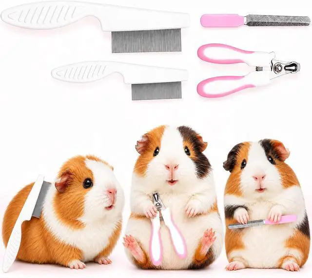 Main image of Guinea Pig Brush Kit Hamster Cleaning Grooming Comb with Nail Clipper Trimmer, Nail Files - Professional Small Animal Grooming Tool for Rabbit, Bunny, Puppy, Kitten, Ferret