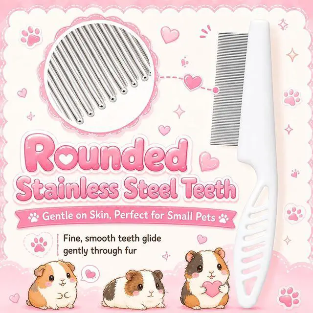Alt view image 4 of 7 - Guinea Pig Brush Kit Hamster Cleaning Grooming Comb with Nail Clipper Trimmer, Nail Files - Professional Small Animal Grooming Tool for Rabbit, Bunny, Puppy, Kitten, Ferret
