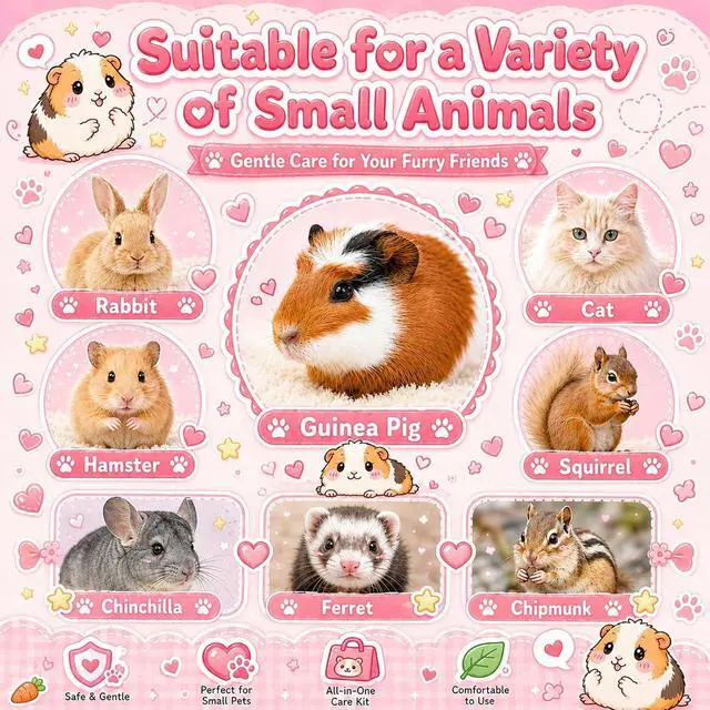 Alt view image 5 of 7 - Guinea Pig Brush Kit Hamster Cleaning Grooming Comb with Nail Clipper Trimmer, Nail Files - Professional Small Animal Grooming Tool for Rabbit, Bunny, Puppy, Kitten, Ferret