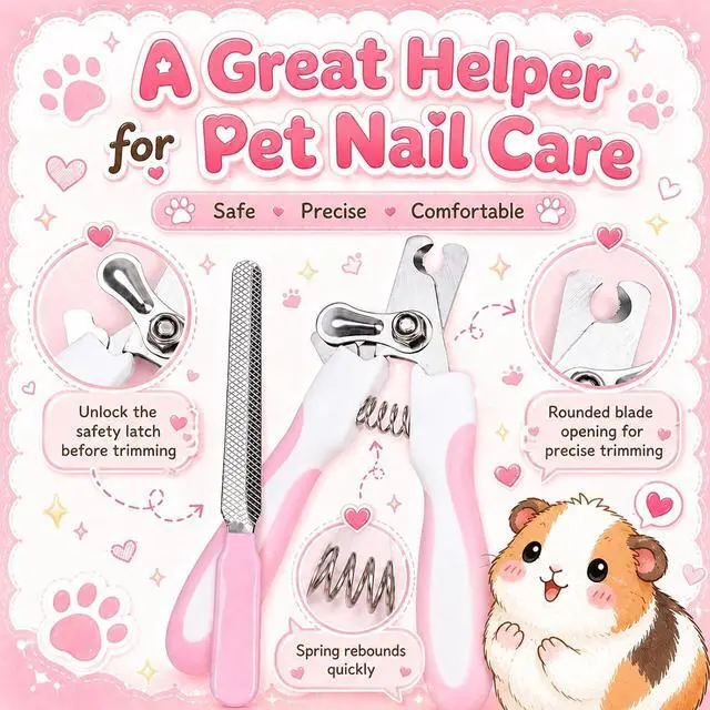 Alt view image 6 of 7 - Guinea Pig Brush Kit Hamster Cleaning Grooming Comb with Nail Clipper Trimmer, Nail Files - Professional Small Animal Grooming Tool for Rabbit, Bunny, Puppy, Kitten, Ferret