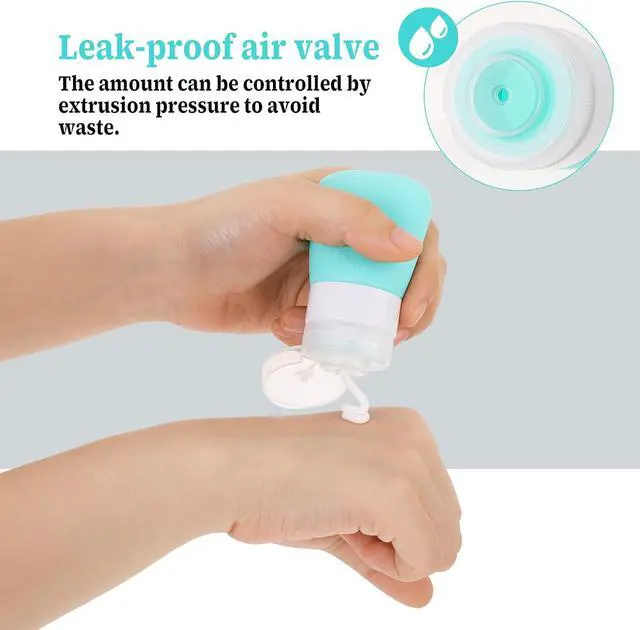Alt view image 4 of 7 - 2 Pack 1.3oz Leak Proof Refillable Squeeze Containers, Silicone Travel Bottles for Toiletries, Portable Cosmetic Squeeze Bottles for Shampoo, Conditioner, Lotion (38ml)
