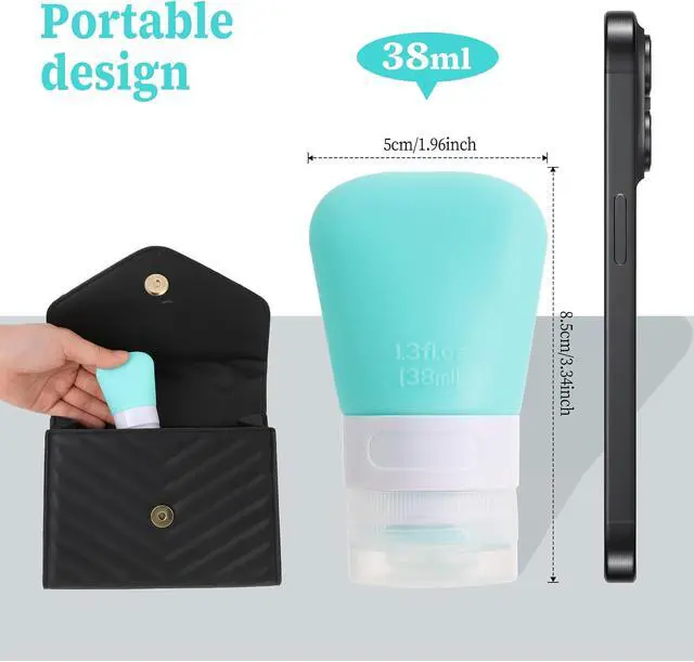 Alt view image 6 of 7 - 2 Pack 1.3oz Leak Proof Refillable Squeeze Containers, Silicone Travel Bottles for Toiletries, Portable Cosmetic Squeeze Bottles for Shampoo, Conditioner, Lotion (38ml)