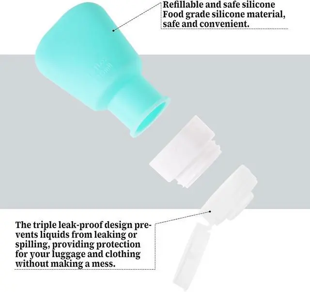 Alt view image 5 of 7 - 2 Pack 1.3oz Leak Proof Refillable Squeeze Containers, Silicone Travel Bottles for Toiletries, Portable Cosmetic Squeeze Bottles for Shampoo, Conditioner, Lotion (38ml)