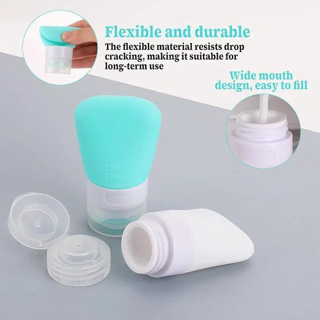 Alt view image 3 of 7 - 2 Pack 1.3oz Leak Proof Refillable Squeeze Containers, Silicone Travel Bottles for Toiletries, Portable Cosmetic Squeeze Bottles for Shampoo, Conditioner, Lotion (38ml)