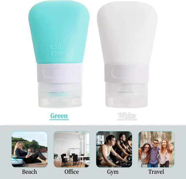 Alt view image 7 of 7 - 2 Pack 1.3oz Leak Proof Refillable Squeeze Containers, Silicone Travel Bottles for Toiletries, Portable Cosmetic Squeeze Bottles for Shampoo, Conditioner, Lotion (38ml)