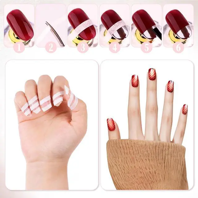 Alt view image 3 of 7 - 3 PCS Nail Tape for Nail Art, White Striping Tape for Press on Nails Removable Paper Tapes French Tip Nails Arts Tapes for DIY Decoration Design French Style Manicure 3/5/12mm