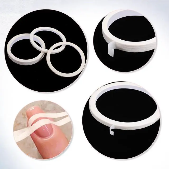 Alt view image 6 of 7 - 3 PCS Nail Tape for Nail Art, White Striping Tape for Press on Nails Removable Paper Tapes French Tip Nails Arts Tapes for DIY Decoration Design French Style Manicure 3/5/12mm