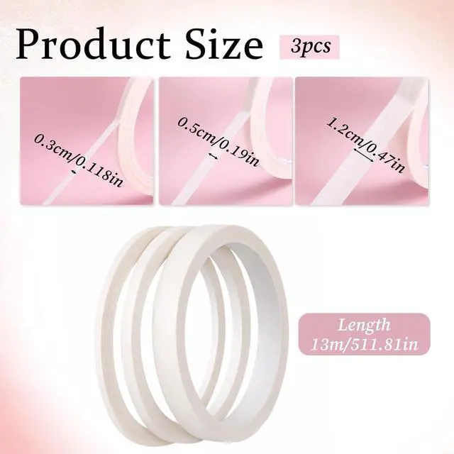 Alt view image 4 of 7 - 3 PCS Nail Tape for Nail Art, White Striping Tape for Press on Nails Removable Paper Tapes French Tip Nails Arts Tapes for DIY Decoration Design French Style Manicure 3/5/12mm