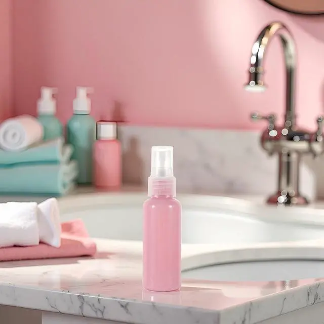 Alt view image 5 of 6 - 1Pc Pink Refillable Bottles, Candy Color Empty Bottles, Mini Perfume Bottle, Shampoo Cosmetic Container, Fine Mist Spray Bottle, Plastic Bottle, Refillable Cosmetic Spray Bottles
