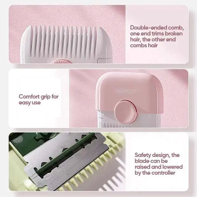 Alt view image 6 of 7 - 2 in 1 Hair Trimmer with 10 Replacement Blades, Razor Comb, and Sharp Double Edge Cutting Comb (White) | Razor Comb, and Sharp Double Edge Cutting Comb
