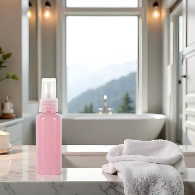 Alt view image 6 of 6 - 1Pc Pink Refillable Bottles, Candy Color Empty Bottles, Mini Perfume Bottle, Shampoo Cosmetic Container, Fine Mist Spray Bottle, Plastic Bottle, Refillable Cosmetic Spray Bottles