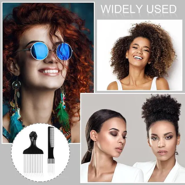 Alt view image 2 of 7 - CHENGU 3 Pcs Hair Picks for Women, Metal Steel Teasing Lift Comb, Black | Stainless Steel Prong Design, Salon Volume Teasing Tool, Root Lift Backcombing, For Fine Thick Hair Styling and Texture
