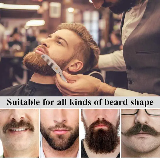 Alt view image 5 of 7 - AhfuLife Stainless Steel Metal Hair & Beard Comb, Multifunctional Folding EDC Pocket Comb With Bottle Opener Fits In Keychain - Anti-Static Hair & Beard Care Comb Mustache Comb - Presented in Gift Box