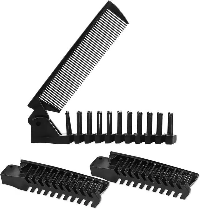 Alt view image 7 of 7 - 10 Pack Foldable Combs in Bulk Individually Wrapped, Black | Travel Pocket Hair Comb, Folding Hair Brush Double Headed, Brush Comb Styling Tool for Men Women Combs