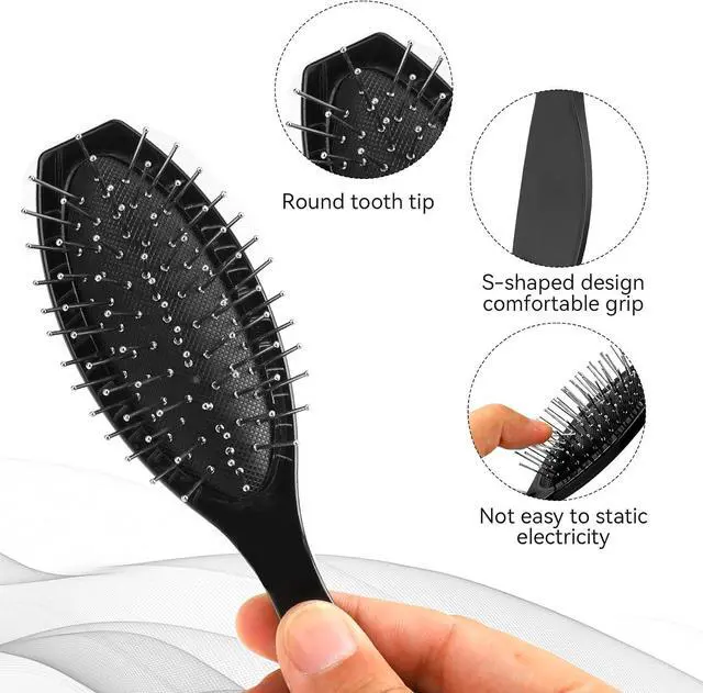 Alt view image 2 of 7 - Wig Brush Set, Stainless Steel Wire Bristle Brush for Synthetic Hair, Portable Brush and Combs for Human Hair Wigs and Extensions