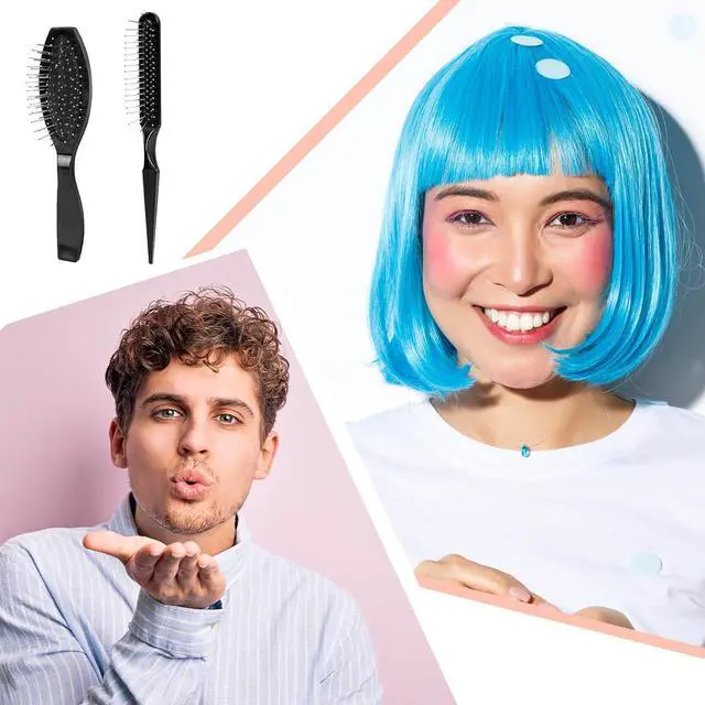 Alt view image 5 of 7 - Wig Brush Set, Stainless Steel Wire Bristle Brush for Synthetic Hair, Portable Brush and Combs for Human Hair Wigs and Extensions