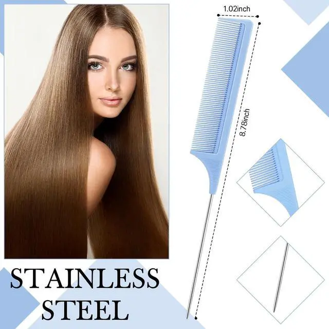 Alt view image 4 of 7 - Geiserailie 3 Pcs Slick Back Hair Brush Set Bristle Brush, Light Blue | Edge Control Teasing Comb for Women Black Hair