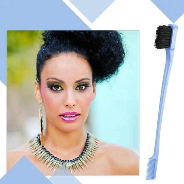 Alt view image 6 of 7 - Geiserailie 3 Pcs Slick Back Hair Brush Set Bristle Brush, Light Blue | Edge Control Teasing Comb for Women Black Hair