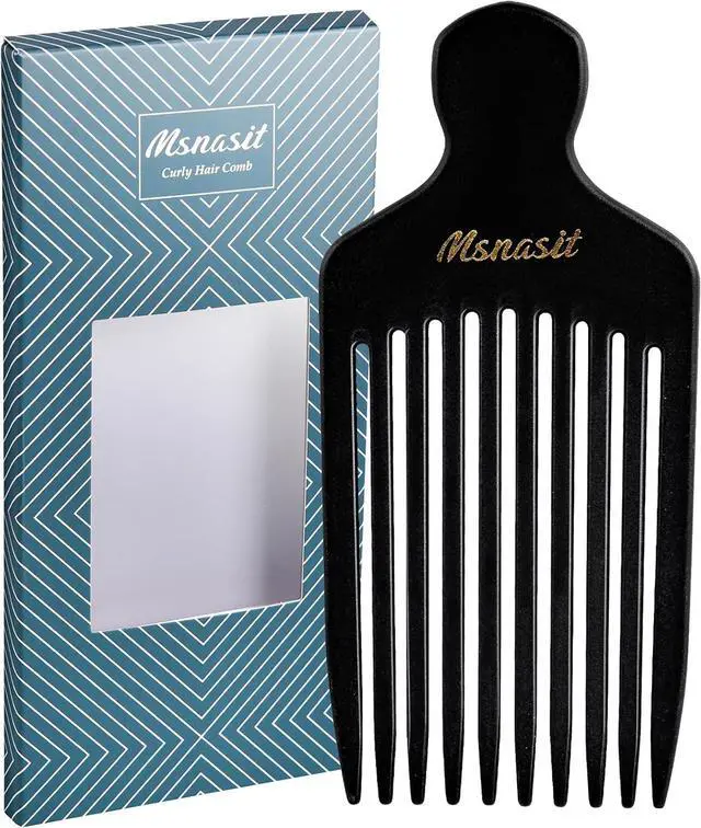 Main image of Afro Hair Pick Comb for Curly Hair, Wide Long Tooth Beard Pick Tool | Volume & Styling Detangling Comb For Men and Women