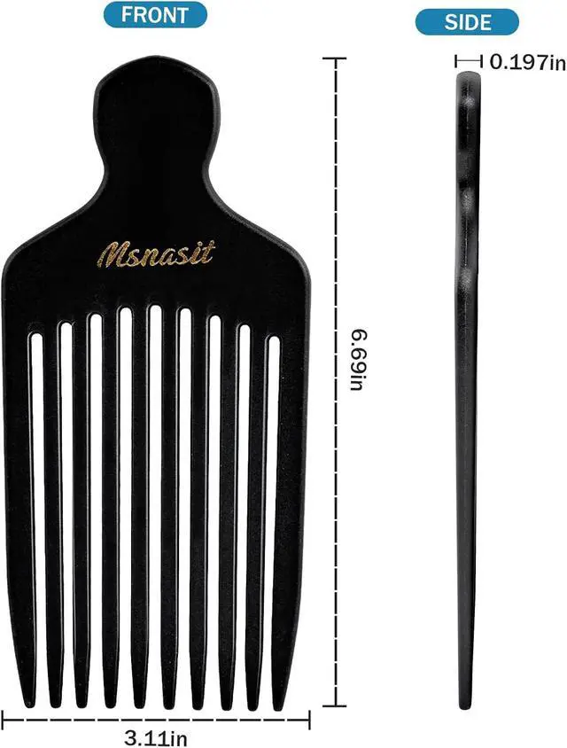 Alt view image 7 of 7 - Afro Hair Pick Comb for Curly Hair, Wide Long Tooth Beard Pick Tool | Volume & Styling Detangling Comb For Men and Women