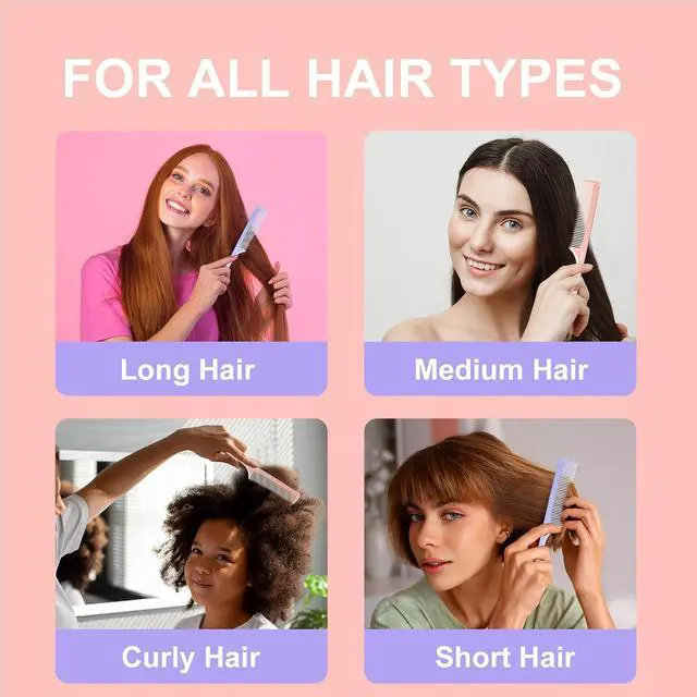 Alt view image 5 of 7 - RHOS Rat Tail Comb for Parting, Fine Tooth Teasing Comb with Pick, 2 Pack Hair Styling Combs Set for Women and Men, Pink & Purple, Plastic, Unisex