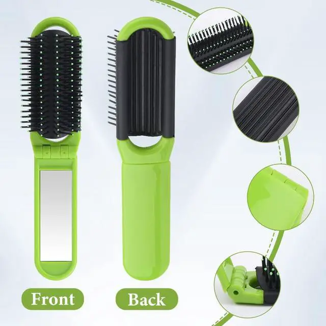 Alt view image 4 of 7 - 4pcs Folding Travel Hair Brush with Mirror and Massage Comb | Compact Pocket Brushs,Folding Hair Brush for Purse,Travel Hair Brush for Women